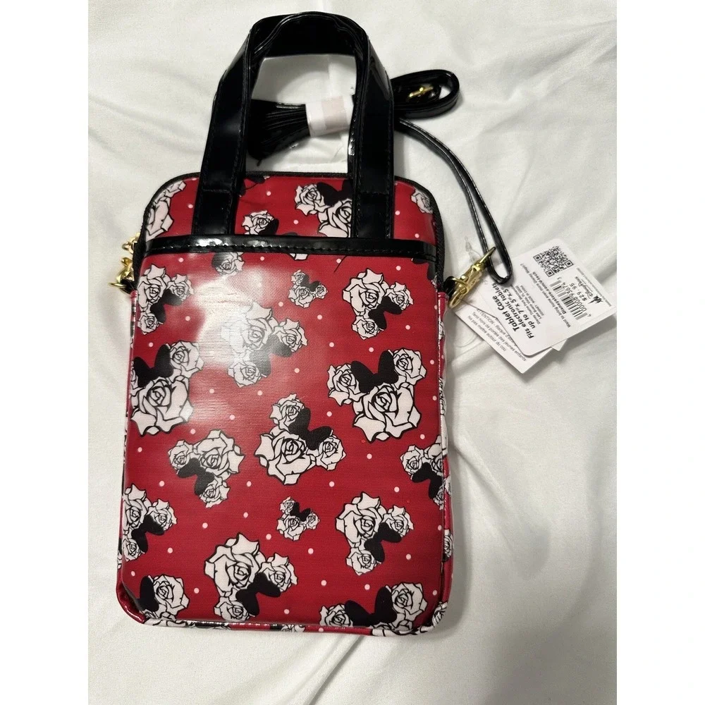 New Authentic Original Disney Parks Tablet Case 7x5x5 Red Mini Mouse Flowers